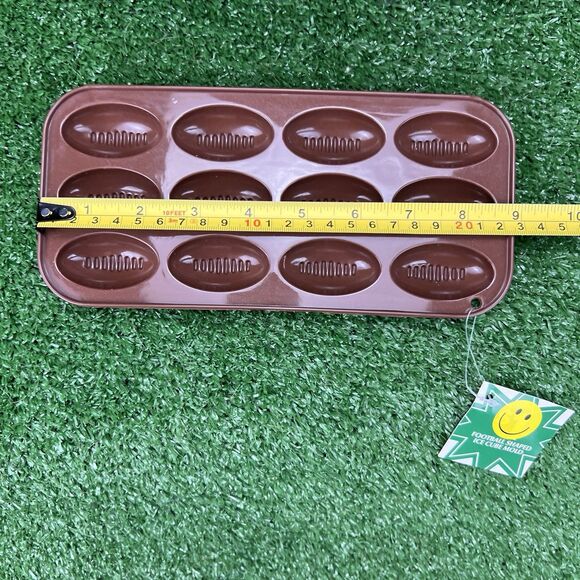 Set of 3 Mini Football Ice Cube Trays - 12 Total 1"x2" Brown Plastic Molds Party - Picture 2 of 5